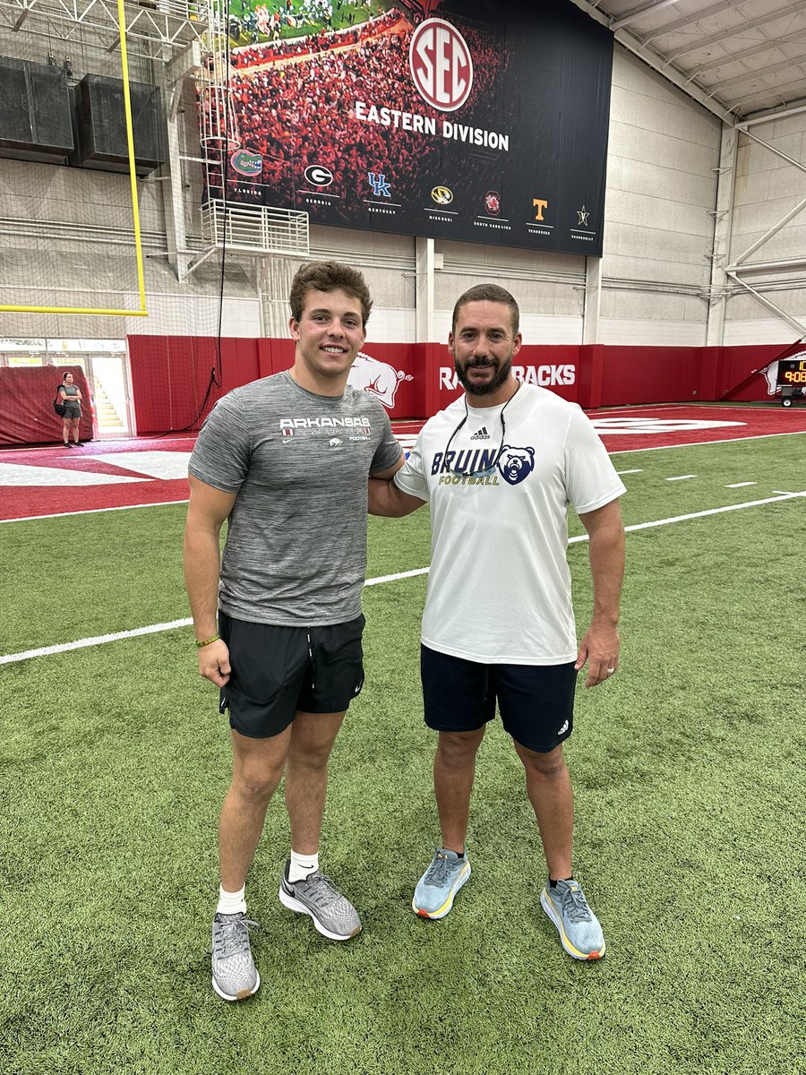 Got to see and visit with former <a href="/PABruinFootball/">PA Bruin Football</a> and current <a href="/RazorbackFB/">Arkansas Razorback Football</a> <a href="/mason_schueck/">Mason Schueck</a> today! Great catching up, best of luck this coming year Mason!