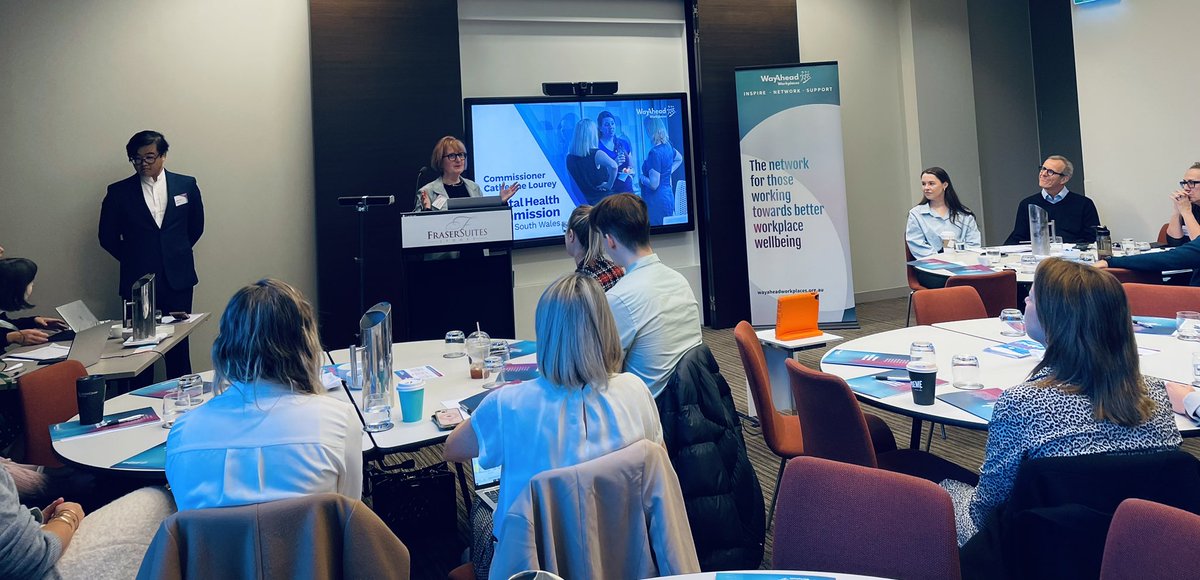 Good to hear first hand from .@CatherineLourey at today’s .@mentalhealthnsw forum in Sydney . Reminding us to make time to listen to those with lived experience and to remember to amplify the voices and views of those with lived experience #WorkforceWellbeingMatters