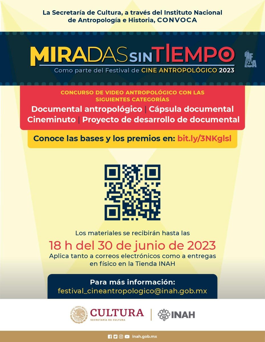 COMECSO's tweet photo. ¡Últimos días!
Participa en el tercer Concurso de Video Antropológico “Miradas sin tiempo”
📷
https://t.co/tX02rhLx6J
#concursodevideo #antropología @INAHmx https://t.co/G5U8aHtlmK