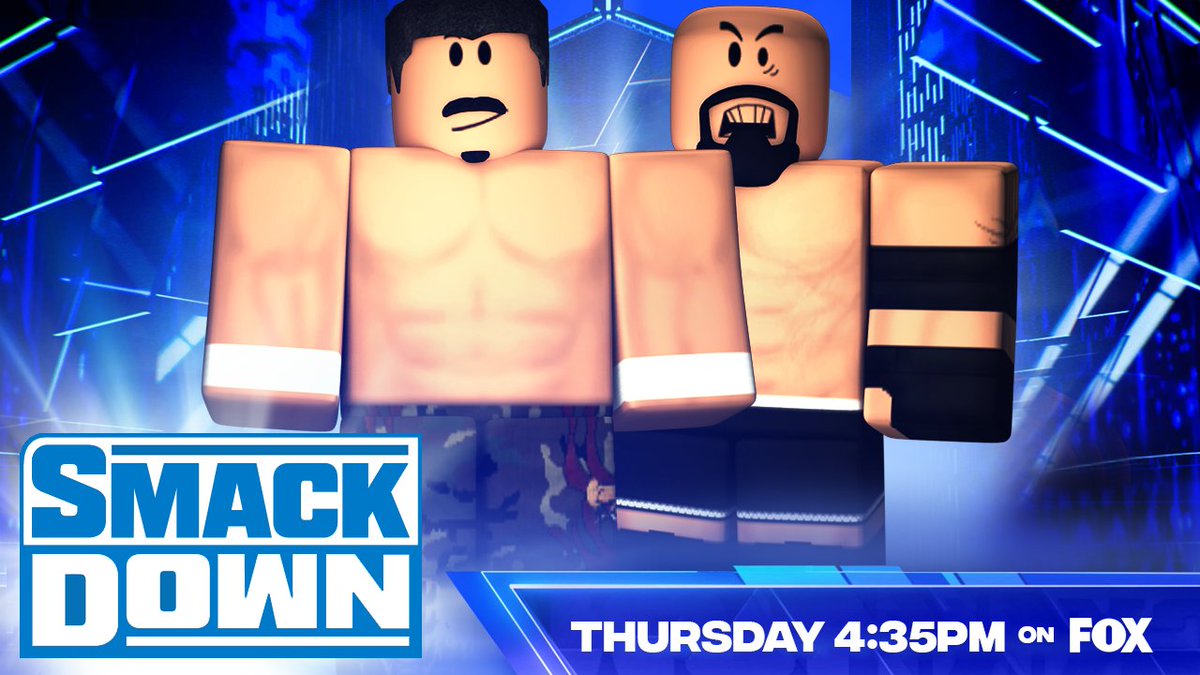 _WWERoblox's tweet photo. -THURSDAY-

@EliHayesRBLX defends his championship against @Crimefamily21 
-
#Saomi goes one on one against #gabstratton
-
@faggotconqueror goes against @12chopz
-
@yeahklem takes on #RaderBanks 

#WWE https://t.co/fH2JnNPCZ0
