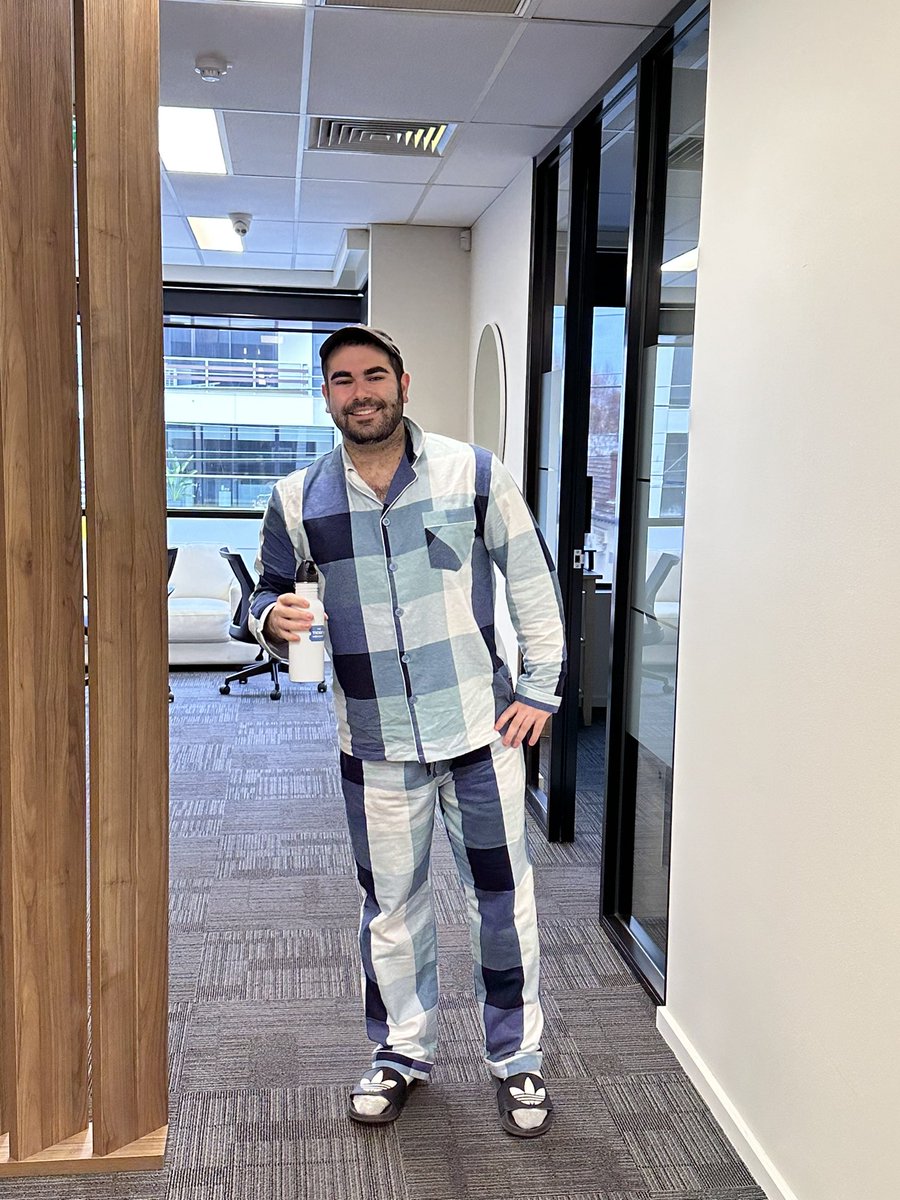A man of his world <a href="/BluesFooty/">Blues Footy</a>. The legendary <a href="/harrisonhymans/">Harrison Hymans</a> rocked up in the matching PJ set due to a lost bet with Carlton losing on Sunday night.
