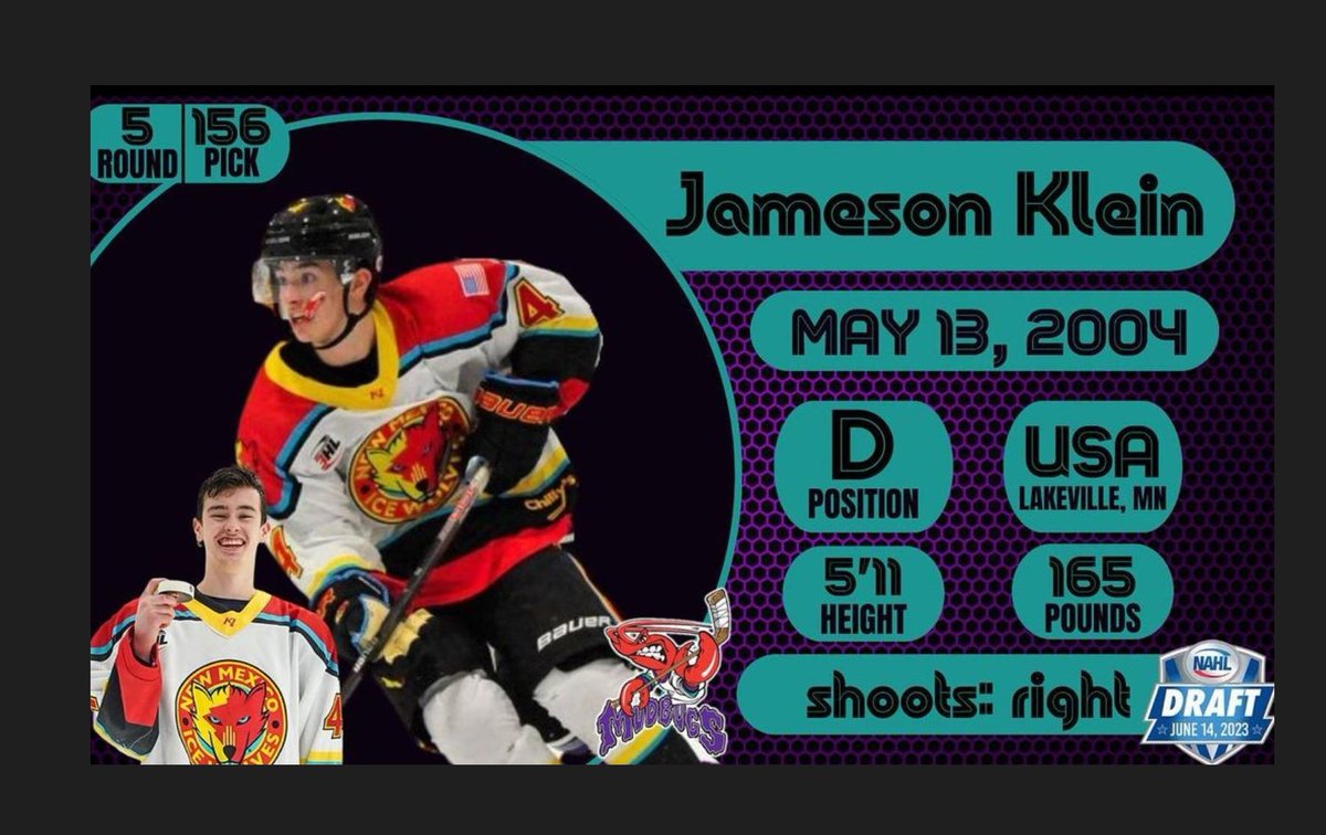 Congrats to <a href="/JamesonKlein/">JamesonKlein26</a> on being selected by The Mudbugs - NAHL - you will crush it, best of luck! <a href="/xHockeyProducts/">xHockeyProducts.com</a> <a href="/PondhockeyMN/">hockey Fan</a> <a href="/mnhshockeytalk/">mnhshockeytalk</a> <a href="/04_MNBlades/">Minnesota Blades 04</a> <a href="/EdgeIceAcademy/">Cutting Edge Ice Academy</a>