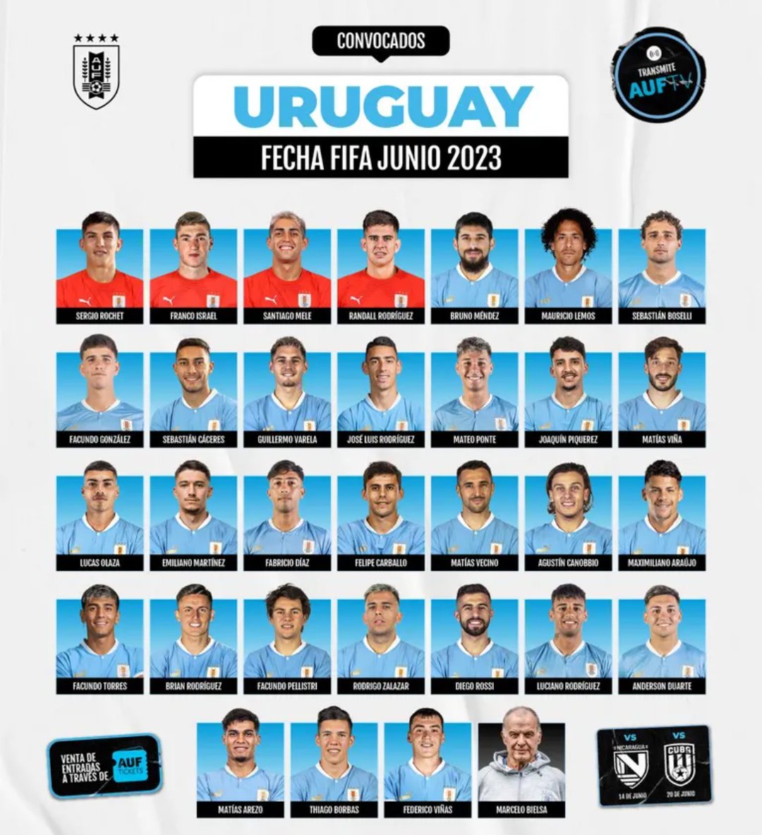 DeReboteok's tweet photo. 🇺🇾En la primera convocatoria de Marcelo Bielsa como entrenador del seleccionado uruguayo, se encuentran 7 jugadores que integraron la lista del Mundial Sub 20
En este hilo te vamos a contar quienes son👇 https://t.co/K1J1LKdFr1