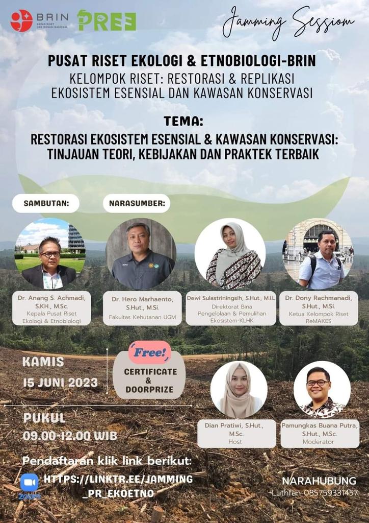 heromarhaento's tweet photo. Mari diramaikan!
----------------
 Jamming Session seri Ke # 7 Tahun 2023  dengan Topik Restorasi Ekosistem Esensial dan Kawasan Konservasi: Tinjauan Teori, Kebijakan dan Praktek Terbaik

Kamis, 15 Jun 2023 pkl 09.00 WIB- Selesai

Linktree: https://t.co/KippIw6oNQ https://t.co/gCqzVCPzS3