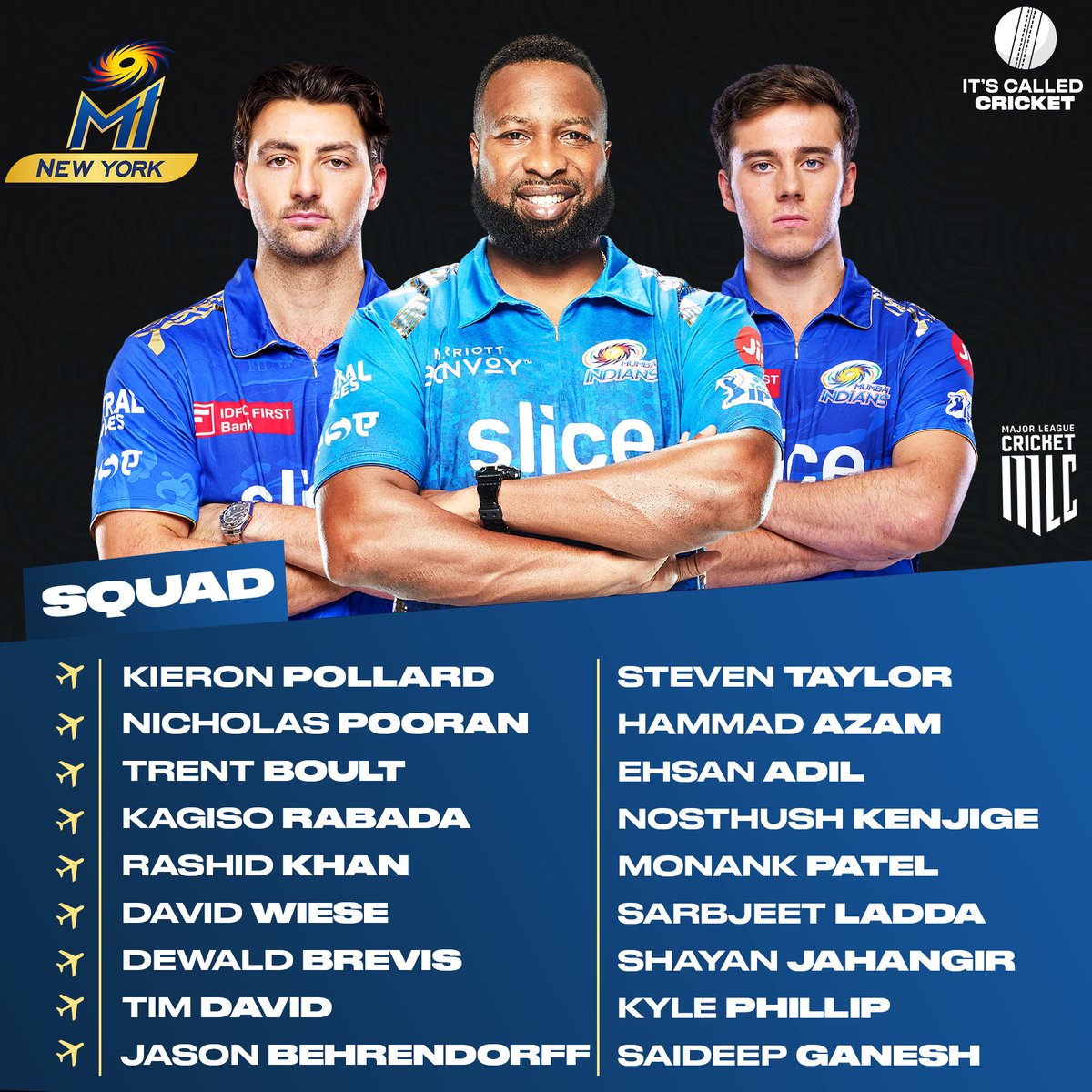Here’s a look at the final squad for #MINewYork. Name their starting XI‼️ 
#MajorLeagueCricket #MumbaiIndians