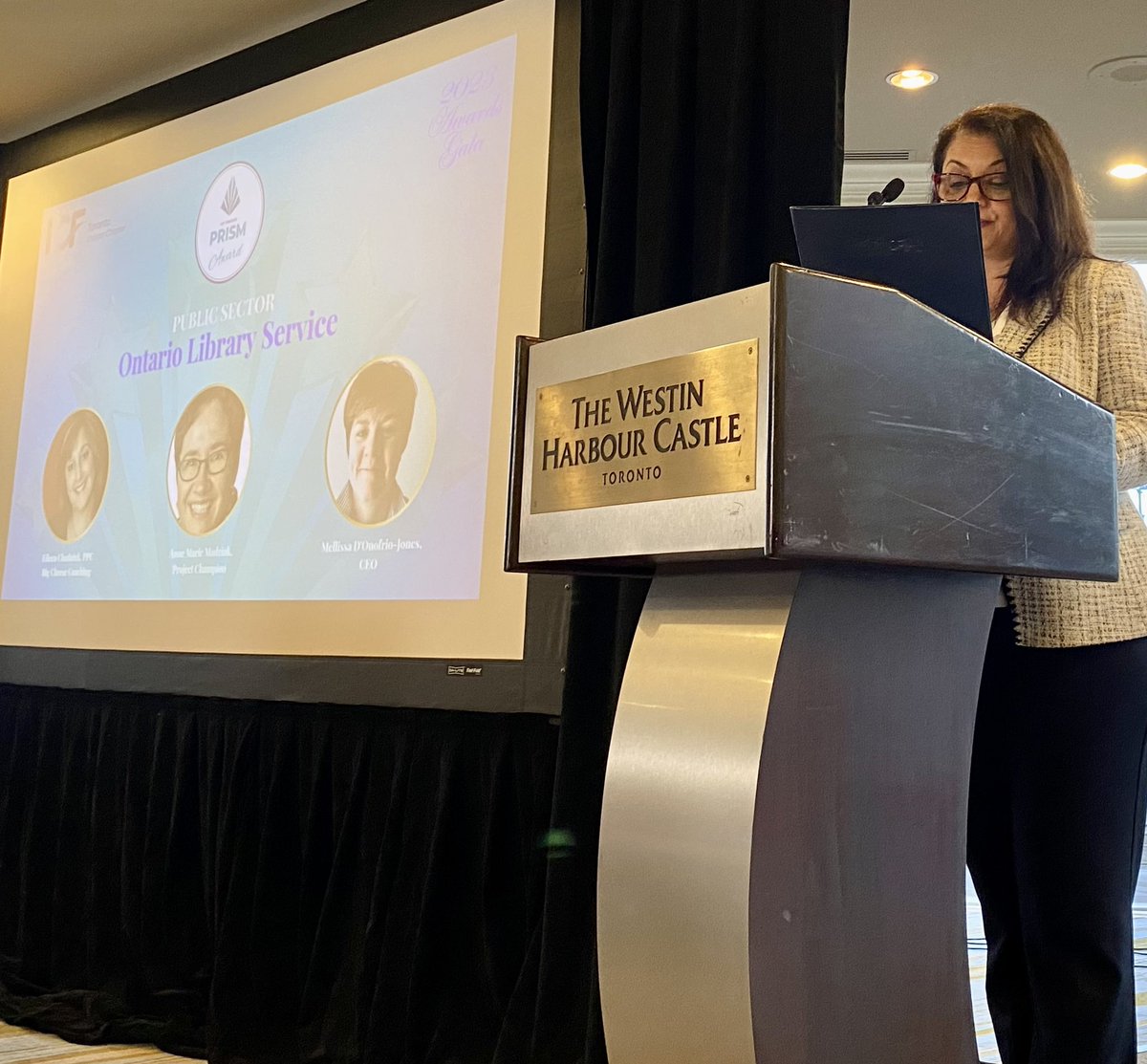 Prism award for embedding coaching in their organizational culture awarded to Ontario Public Libraries at the ICF Toronto Annual Gala  #ICFcoach #executivecoaching #ProfessionalDevelopment #ICFTORNTOgala2023