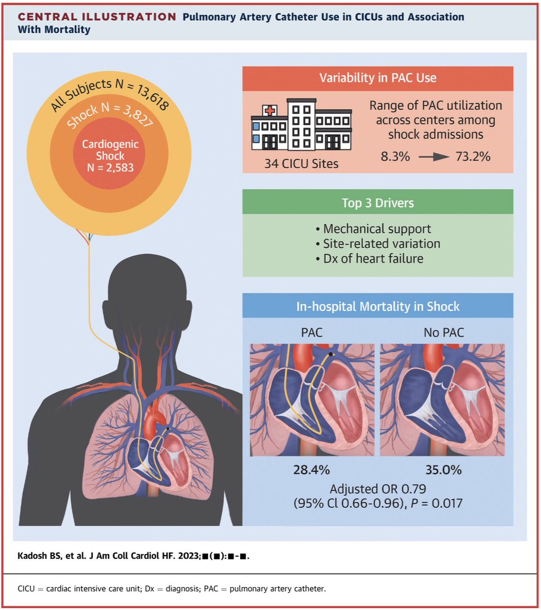 This one was a real labor of love. PACs a/w lower mortality in shock! Thanks to @DrRobRoswell Dave Morrow @ddbergMD @EBohula @JasonKatzMD @ShashankSinhaMD and many more below! #CardioTwitter #CardioEd #cardiogenicshock #SwansRise jacc.org/doi/10.1016/j.…