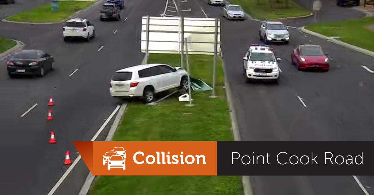 The right lane is closed in both directions on Point Cook Road, Point Cook near Dunnings Road following a collision. Emergency services are directing traffic at the scene. Drive with caution and allow extra time through the area. #victraffic