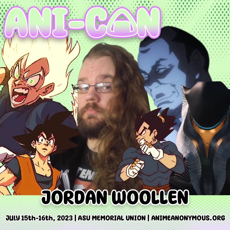 AniConvention's tweet photo. 🚨 ANNOUNCEMENT 🚨

Please welcome Voice Actor @jordanwoollen to Ani-Con 2023!

Jordan Woollen is known for his roles as Goku and Vegeta in Legend: A Dragon Ball Tale, Mefilas in Shin Ultraman and Louis Huang in Legend of the Galactic Heroes: Die Neue These https://t.co/g8uPzCTCfA