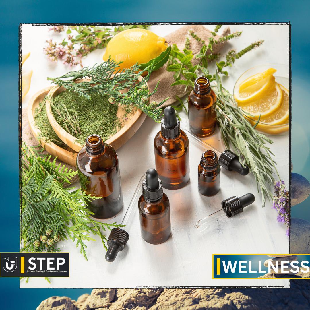 StepUnivision's tweet image. #STEPWellness: Essential oils not only smell great, but they also help manage things such as stress and anxiety.🧖🏻‍♀️🌿

Here’s two of the most commonly used oils and what their used for: 
•Lavender: stress, calming and sleep
•Peppermint: cooling and headache
