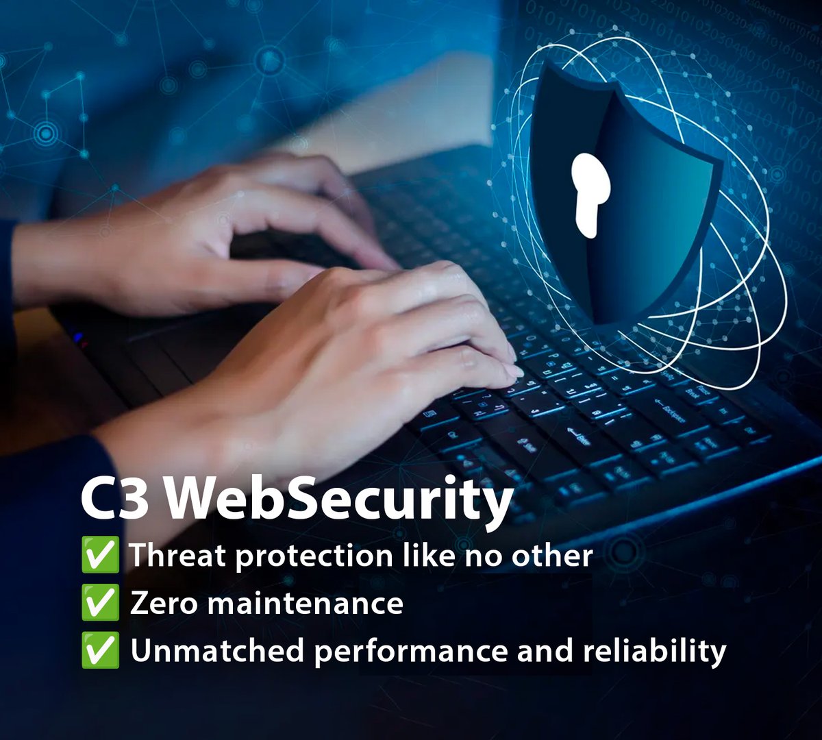 Protect your business with C3 WebSecurity! 🌐💪

💻🔒 Prevent viruses, 📧🌐 beware of phishing, and ⛔️🦠 stop malware. Trust C3 for unmatched threat protection and zero maintenance. Stay safe, focused, and worry-free. Call 1300 661 859.
