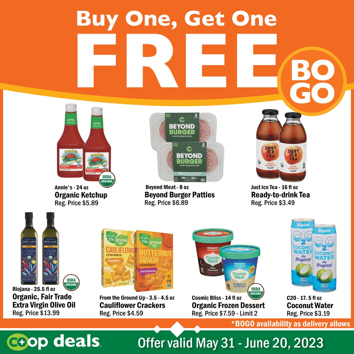 Current BOGO savings run through June 20! Your Co-op is open 9 a.m. to 8 p.m. daily in beautiful downtown Decorah. #ways2save #shopcoop #oneotacoop #foodcoop #decorah