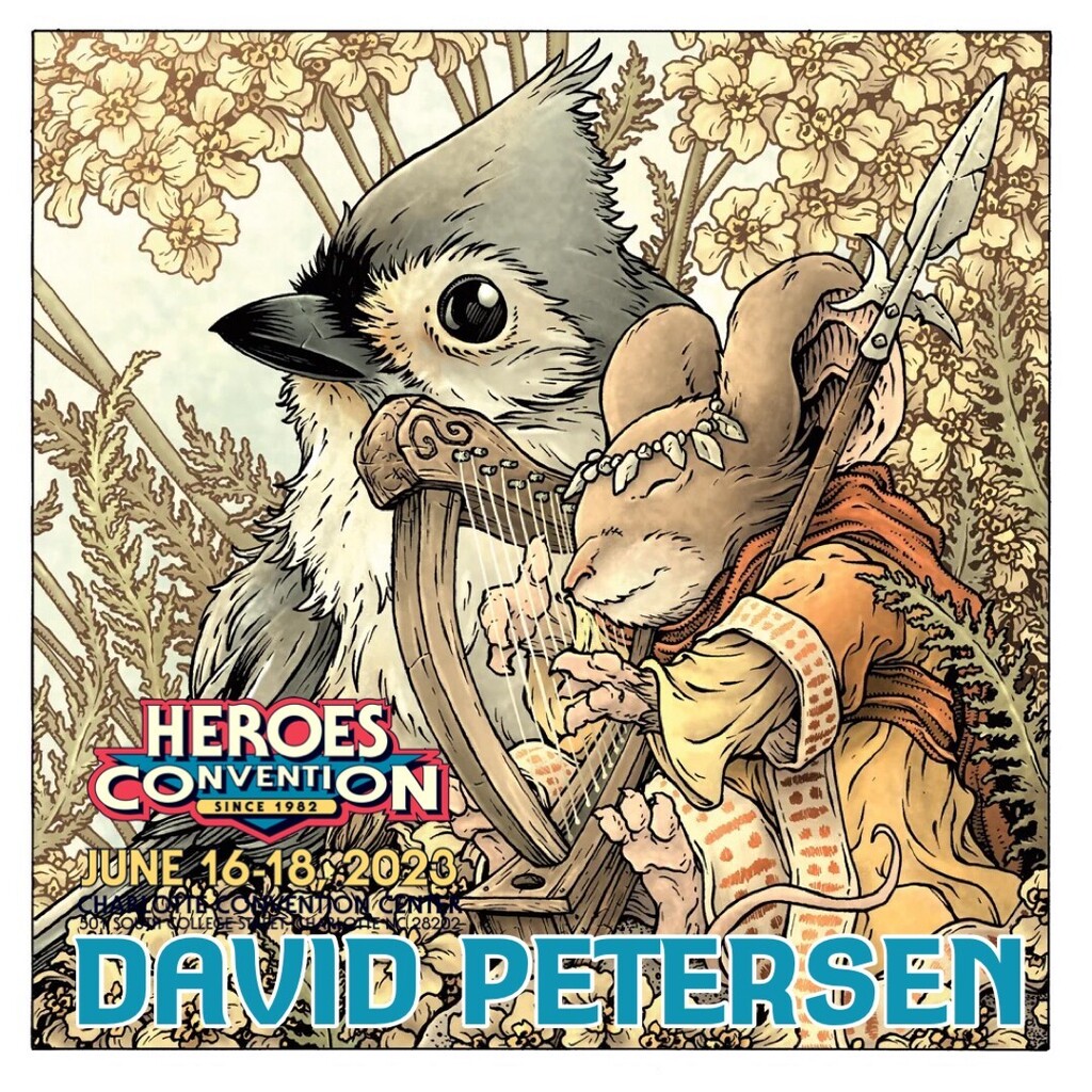 heroesonline's tweet photo. We are thrilled to have Eisner Award winner DAVID PETERSEN back at HeroesCon, June 16-18! His magnum opus MOUSE GUARD is one of our favorite books! I'll admit to liking those Muppet covers, too!
#davidpetersen #mouseguard #heroescon
For tickets: https://t.co/pQbfzmjEHA
For th… https://t.co/YQwMP3M70U