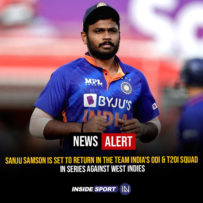 Sanju Samson likely to make a comeback in the ODI and T20I 🤩🤩

#INDvsWI #TeamIndia #ODI #T20I #SanjuSamson #CricketTwitter