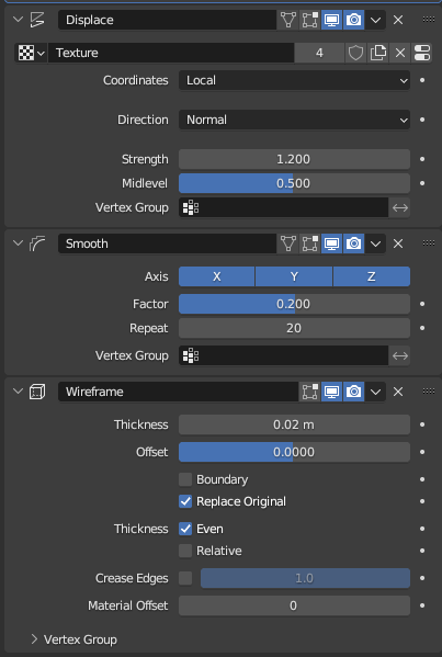 SoomSketch's tweet photo. Modifier test (displacement + smooth + wireframe)

#b3d #blender https://t.co/jHihczM7JA