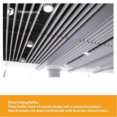 tranquilglobal's tweet image. #Metalbaffles are a suspended #ceilingsystem with linear strips that is ideal for both commercial and non-commercial spaces. These baffles are composed of #aluminium and #galvanised steel sheets, which give a one-of-a-kind design with a sequential pattern.