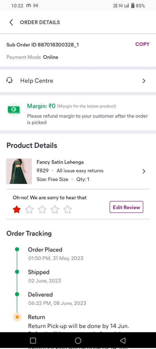 vikashkumarBar6's tweet photo. @meesho_support Please find the Screenshot Attached for your reference, Sub Order ID is 887018300328_1 https://t.co/IYExa1qMrW