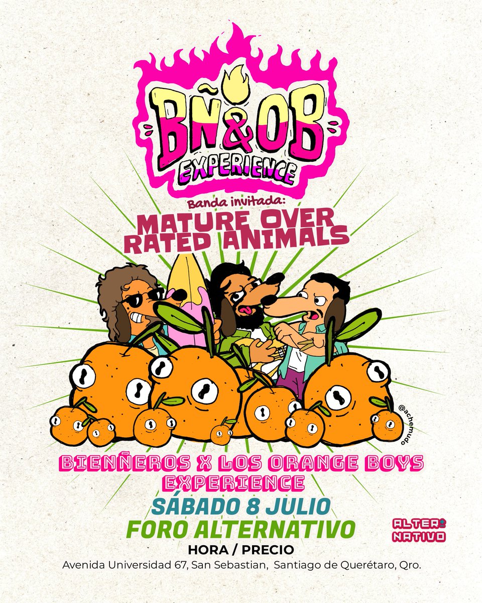 Lo que se viene <a href="/Bienneros/">Bienñeros</a> y <a href="/theorangeboysmx/">The Orange Boys</a> llegan a la ciudad de #Querétaro.

Nos vemos el 8 de julio en la casa Foro Alternativo