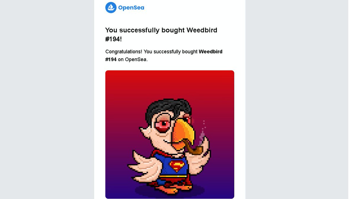 🤟😎👊 Loving my fresh #Weedbird! Had to scoop this bad boy up quickly! These #Birds tend 2 fly away fast! #LFGrow my friend keep pumping out the 🔥🔥🔥 Congrats on hitting 1 ETH in trade btw! 🤯🎉🦜

🔥👀👇 <a href="/weedbirdclub/">Weedbird 🦜</a> 🦜🦜🦜