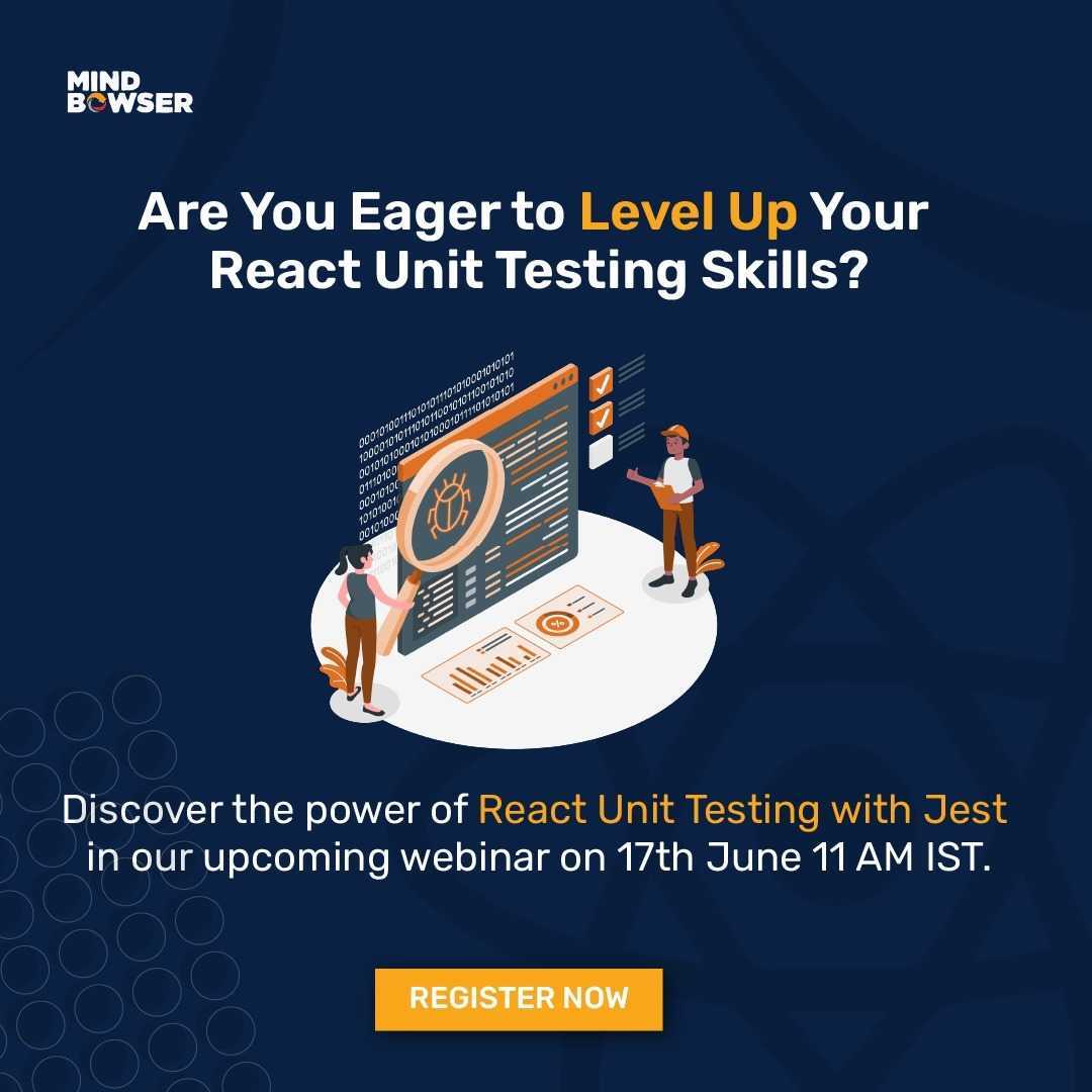 Mindbowser's tweet image. Don't miss out on this incredible opportunity to level up your React skills and boost your productivity. Register now and be part of the testing revolution!
meet.zoho.in/Pi9bCe4C6l
#ReactTesting #JestFramework #webinar #SaturdayLearning #DeveloperCommunity