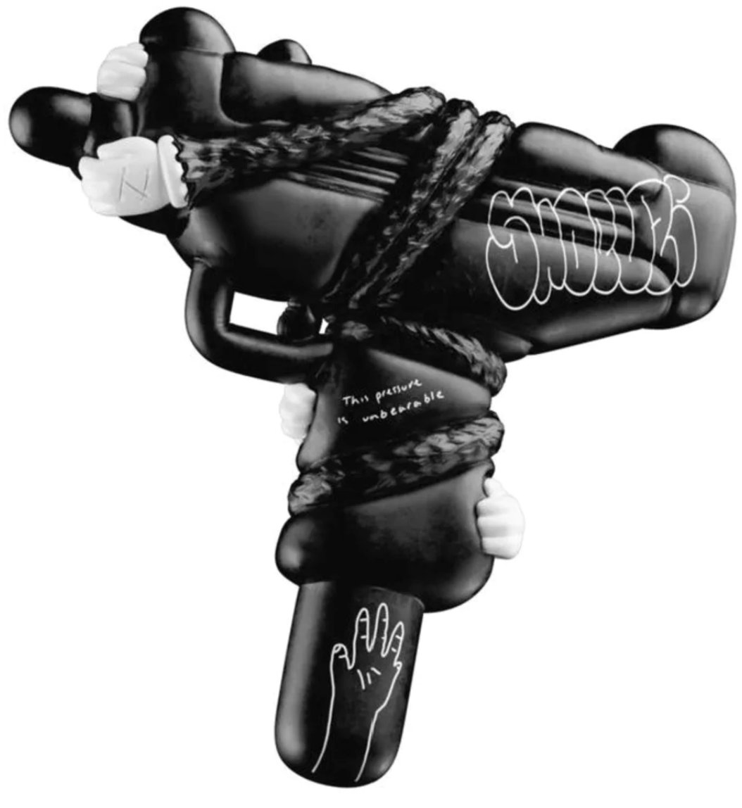 sprayedpaint.com/products/cling… Clingy Companion Black Shoeuzi 100% Gun Art Sculpture by J-LDN aka Jack London #sculpture #artsculpture #ArtStatue #PopArtSculpture #GraffitiSculpture #art #graffiti #streetart #2022 #Arm Hand & Fist #Black #Companion Kaws #Gun #JLDN aka Jack London #Ma...