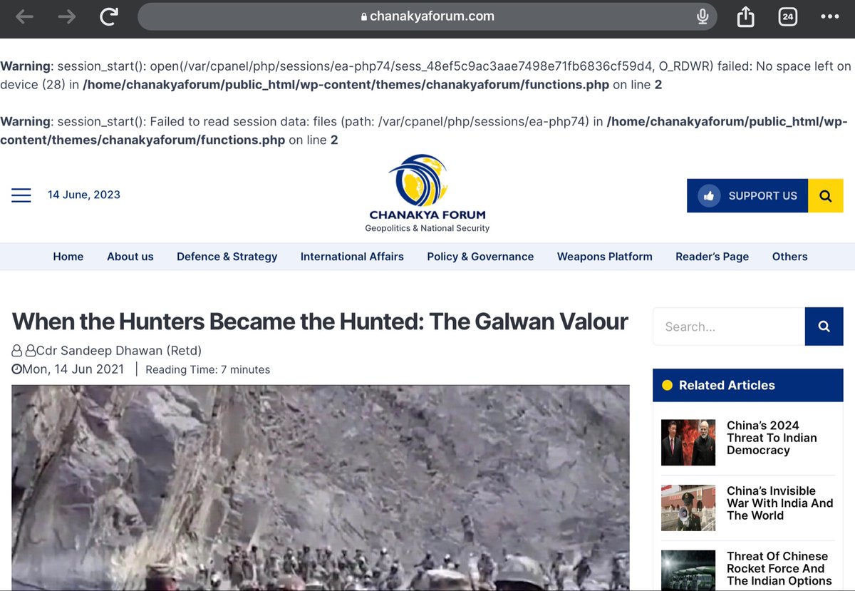 -Requesting everyone to share this article with maximum people 
-Show how not only #China is scared of #IndianArmy but also of an article on #GalwanValley by an ordinary #Indian citizen and blocking it

chanakyaforum.com/when-the-hunte…