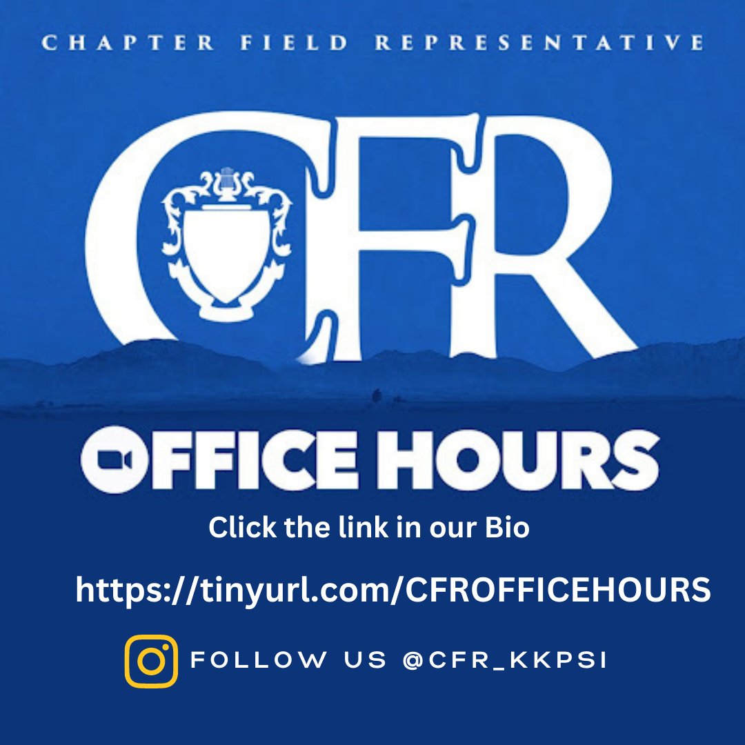 KKPsiWD's tweet photo. Brothers,

Our Chapter Field Representatives are offering summer office hours! This is a fantastic opportunity for yourself or chapter members to meet with the CFRs, ask questions, gain insight, and more!

Google Form Link: https://t.co/NJm2oi4Soo https://t.co/JCRzfVVM63