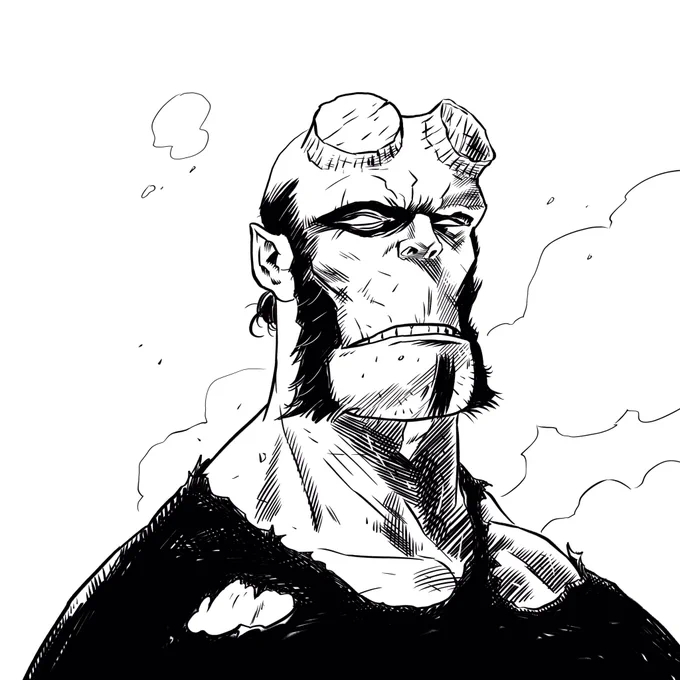 Been a while since I've done one of these. Hellboy #inkerjam over Paulo Rivera pencils.