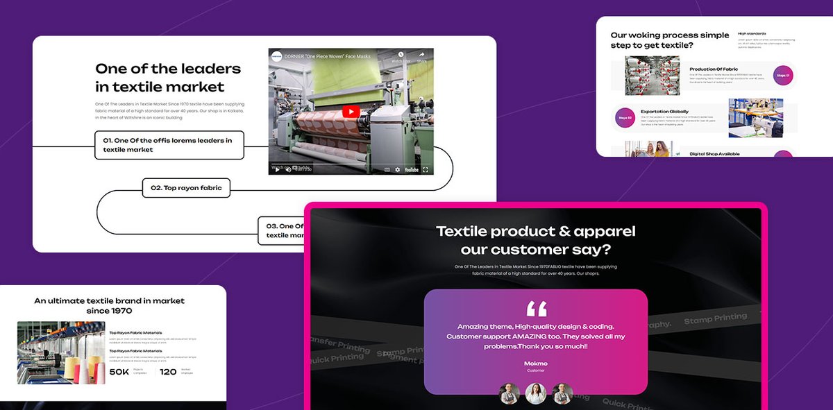 Experience the Latest Advance Html Demo Update for Fablio - Textile Industry HTML5 Template.
👇
themetechmount.com/html/fablio-ad…
To Get More Information, Click Below,
👇
1.envato.market/gbWnOg
#webdevelopment #responsive #template
#textilebusiness #textilecompany #corporatetemplat