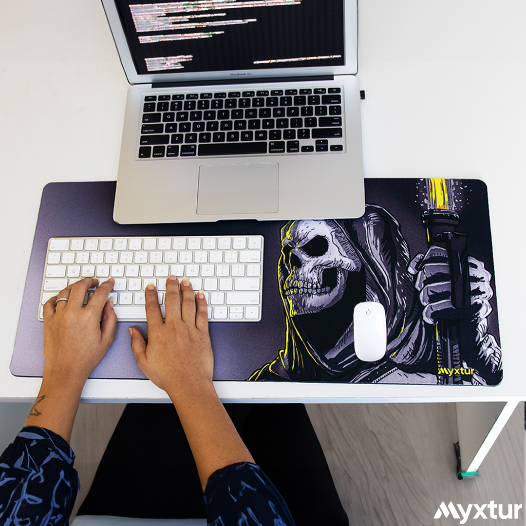 Embrace the darkness and conquer your desk space with style. Get ready to bring balance to your workspace. #GrimReaperDeskMat #LightsaberInspired #ConquerTheDarkness #ElevateYourWorkspace

Featuring: Lightsaber for the Grim Reaper Desk Mat.

#mydeskmate #deskmat