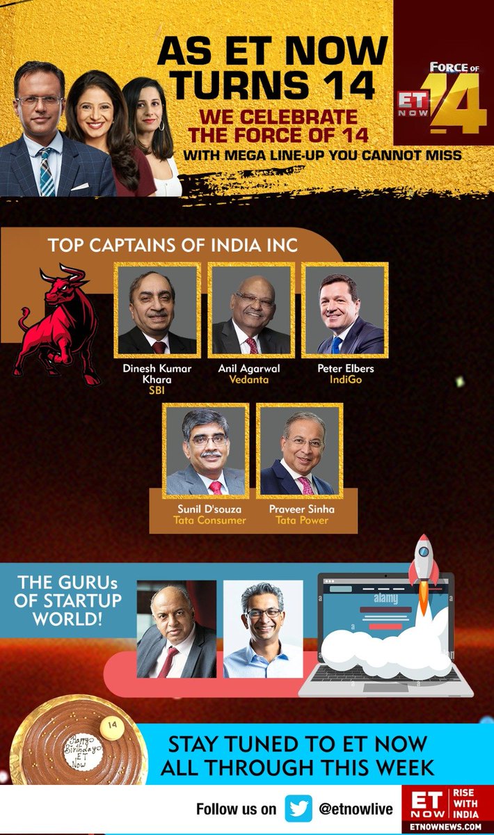 ET NOW: Empowering India's Investors for 14 Glorious Years! 📊 Witness the unleashing of the Force of 14 with a stellar line-up. Tune in and join the spectacular celebration! 🎊📊 #ETNOWTurns14 #Forceof14