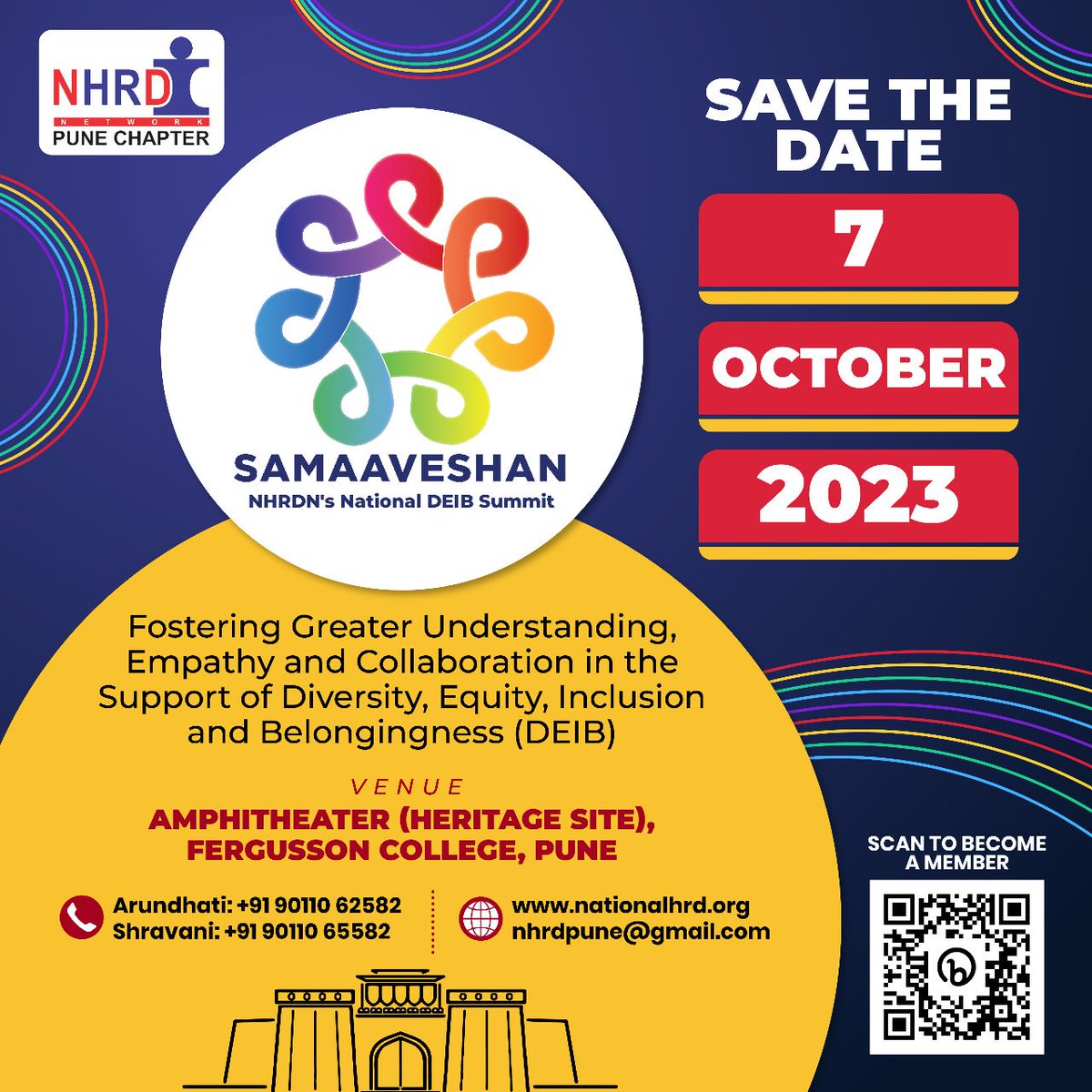 Save the new date for National HRD Network's “𝘋𝘪𝘷𝘦𝘳𝘴𝘪𝘵𝘺, 𝘌𝘲𝘶𝘪𝘵𝘺, 𝘐𝘯𝘤𝘭𝘶𝘴𝘪𝘰𝘯 𝘢𝘯𝘥 𝘉𝘦𝘭𝘰𝘯𝘨𝘪𝘯𝘨𝘯𝘦𝘴𝘴 (𝘋𝘌𝘐𝘉)” Summit 2023 on 𝗦𝗮𝘁𝘂𝗿𝗱𝗮𝘆, 𝟳𝘁𝗵 𝗢𝗰𝘁𝗼𝗯𝗲𝗿. #Diversity #Inclusive #Equity #NHRDN #DEISummit #Summit2023