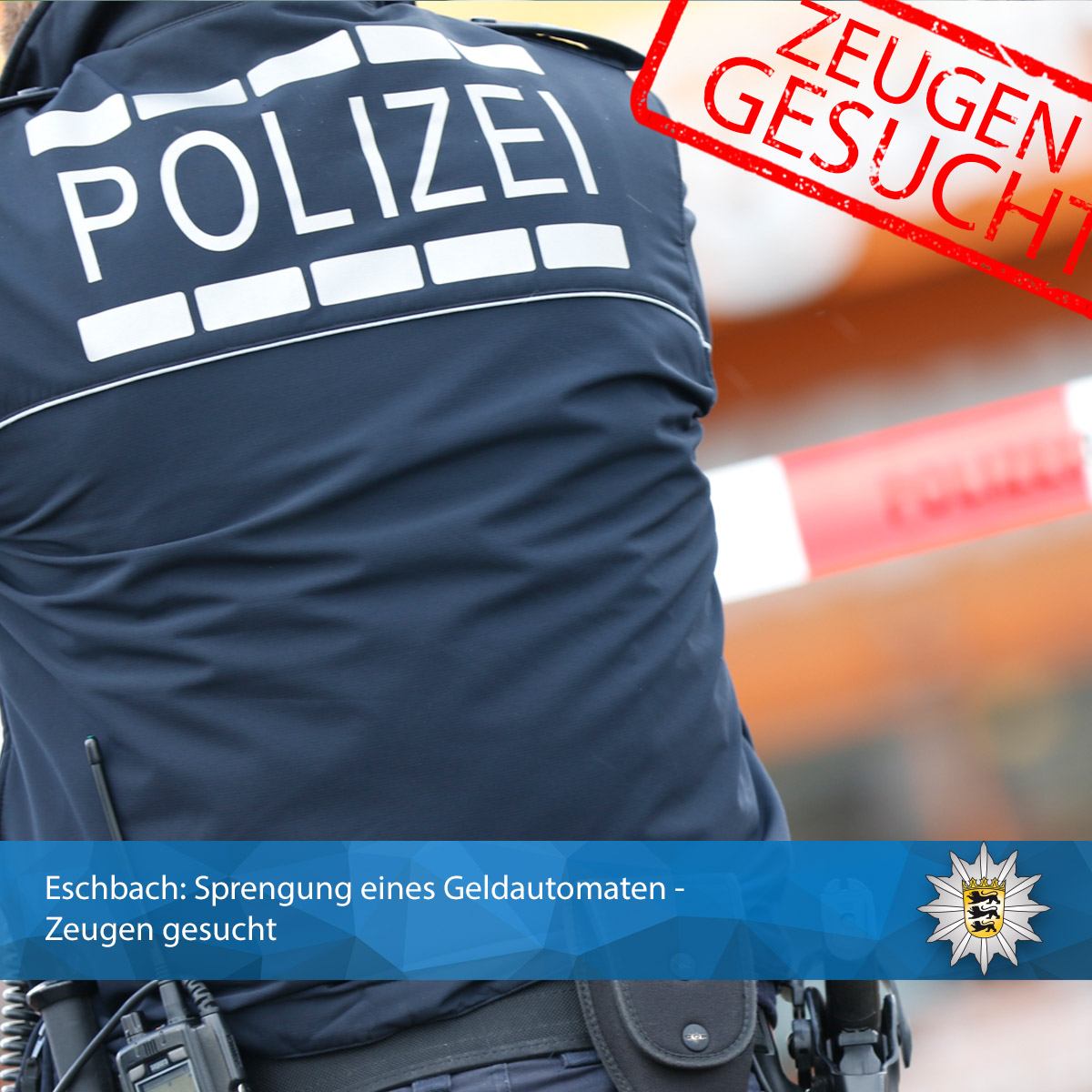 PolizeiFR's tweet photo. #Eschbach: #Sprengung eines #Geldautomaten am Mi., 14.06., gegen 2 Uhr in einem #Bankgebäude in der Max-Immelmann-Allee im #Gewerbepark Breisgau. Die #Polizei sucht #Zeugen:
https://t.co/Fbj7xJzQrm https://t.co/Cx17knmJbW