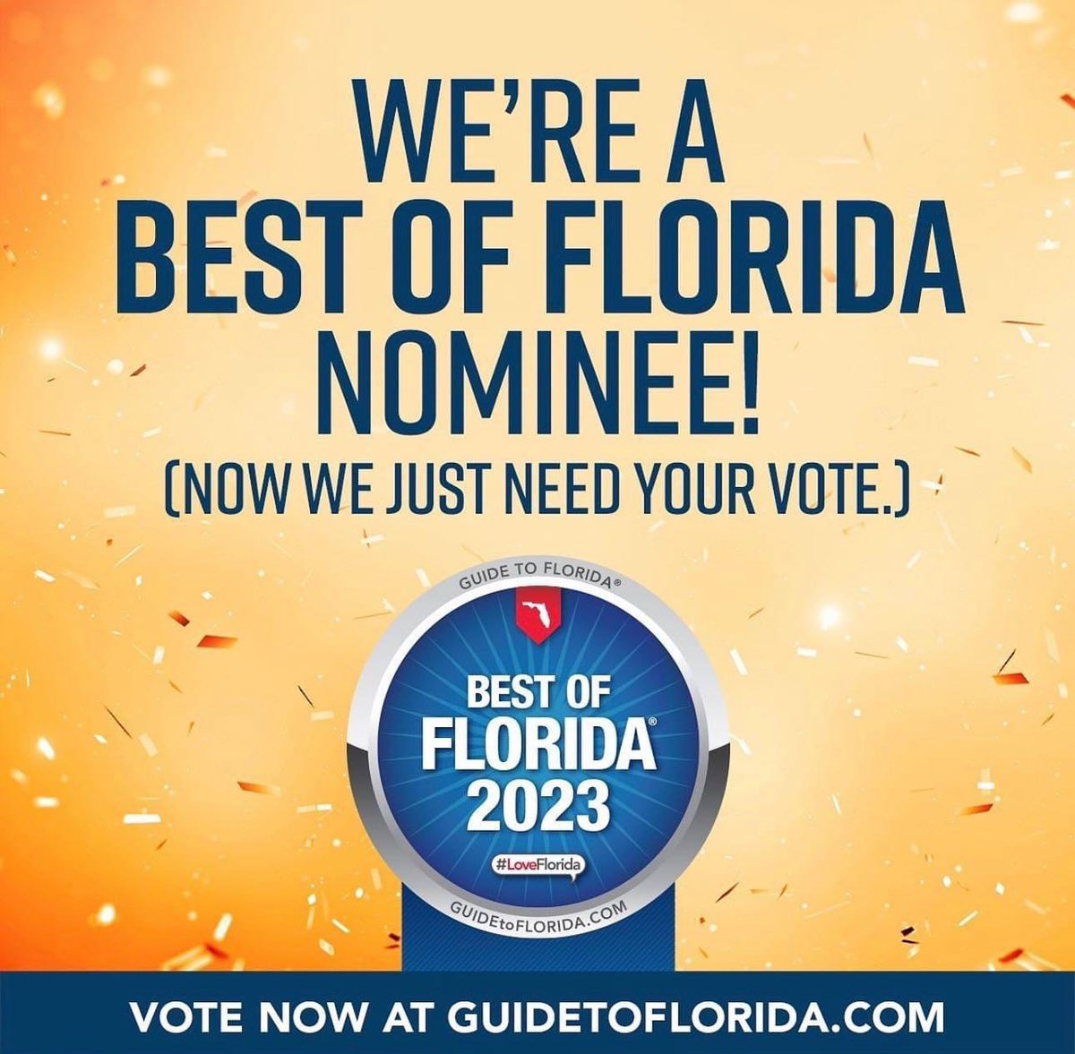 We’re excited to be nominated 

GUIDEtoFLORIDA.com/best-of/vote/h…