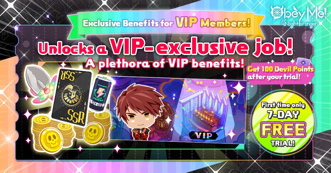Karasu: Did you know there's a VIP-only job?
The thing is…
All the way to the right is a VIP exclusive job
site! Put those boys to work and get fabulous
rewards 💰✨
You want to put me to work too?
Oh my, how devilish of you 😈

#ObeyMeNightbringer #Obeyme  #obeymejp #ObeyMeNB