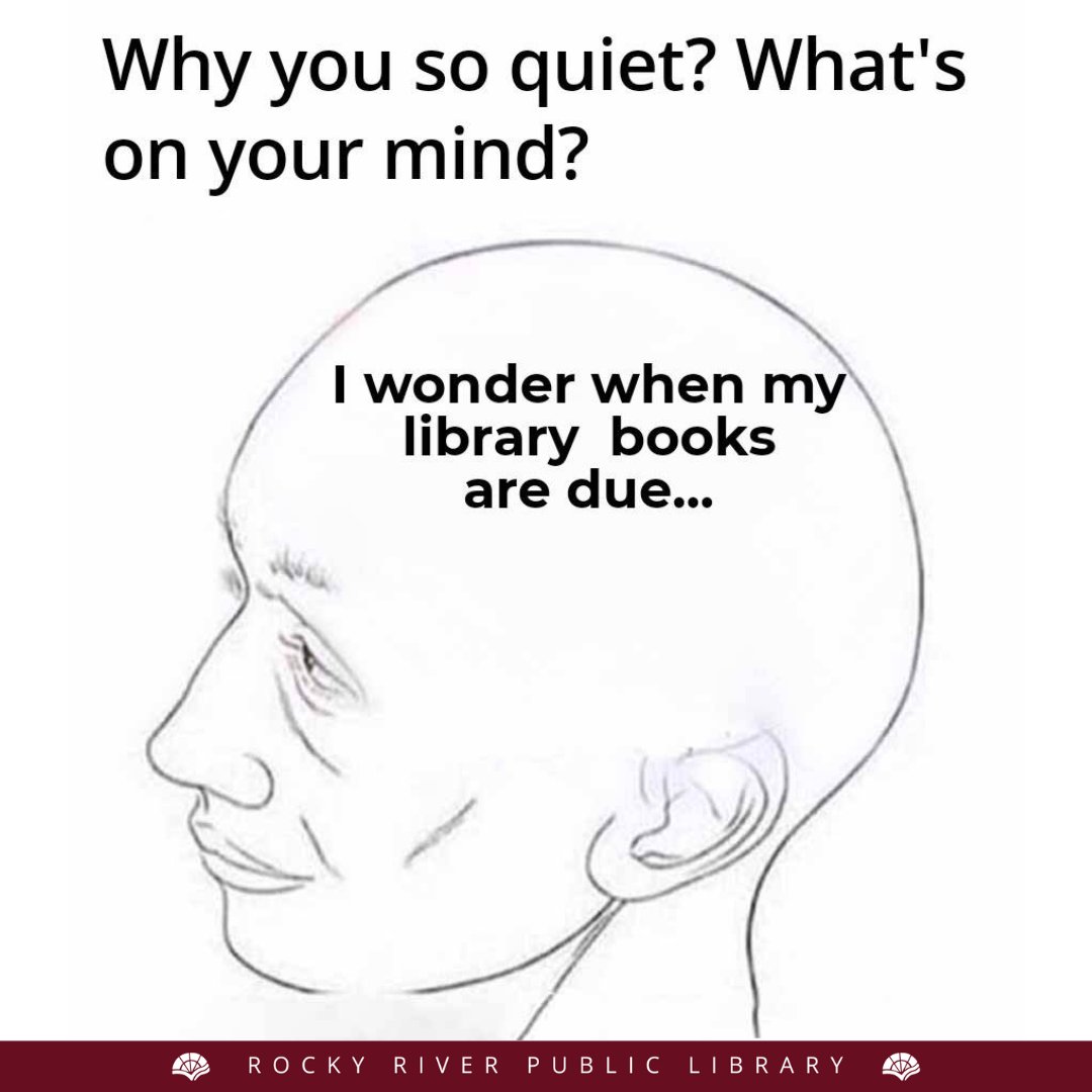 RRPL's tweet photo. Late-night realizations of things you must do are the worst. Fortunately, we’re fine free. #rrpl #books #goodnightreaders #librarymemes https://t.co/6dYezW62Ve