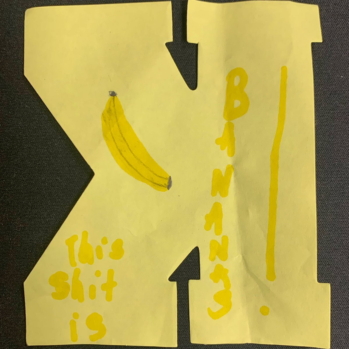 sissy0159's tweet photo. K3’s latest artwork is for my office. It summarizes how we feel about the fact that mom no longer has summers off. It really is bananas. #wantmysummerback #schoolsocialworkproblems #nosummerbreak #thisshitisbananas https://t.co/A0W9HrImh5