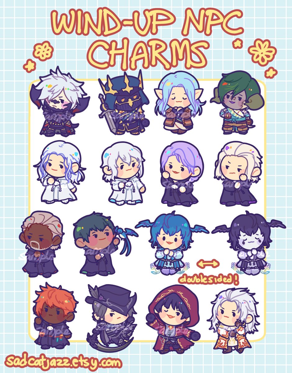 shop is reopened! 🥳 a lot of new preorders for tie-up charms, standees, and sticker sheets!  sadcatjazz.com