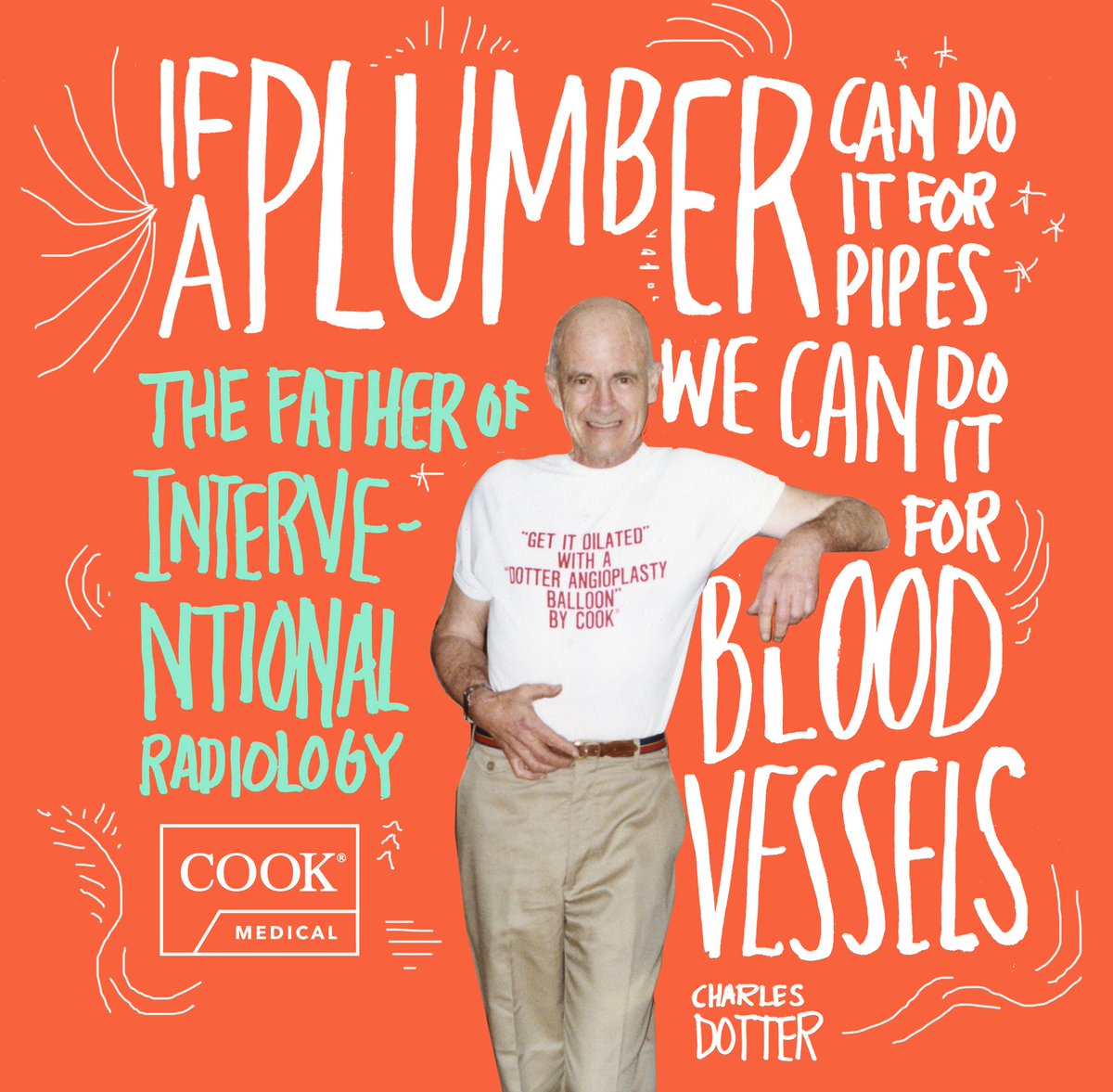 cookvascular's tweet photo. Today we celebrate the father of interventional radiology, Dr. Charles Dotter. He would have been 103-years-old today. His contributions to medicine are immeasurable. https://t.co/M6yfh6m74G