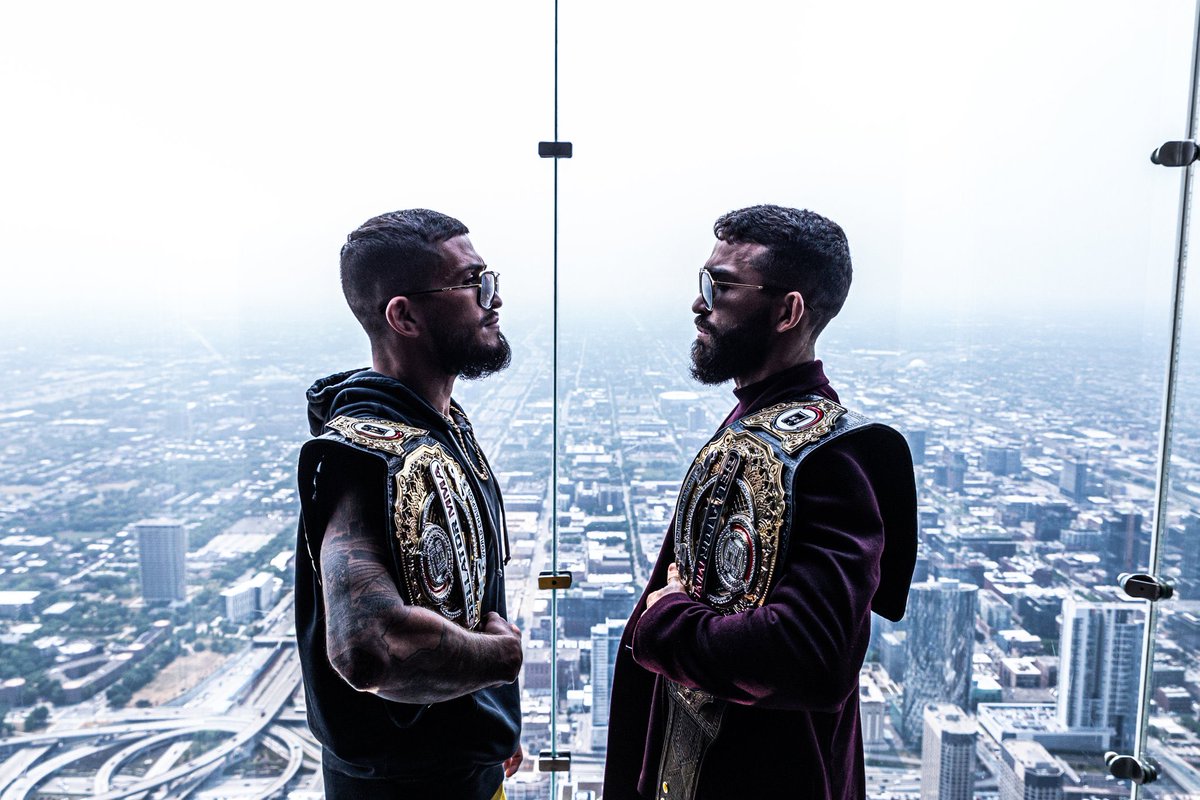 JayCowanDotTV's tweet image. This Friday, Bellator 297 in Chicago.
Pitbull goes for a 3rd belt in as many weight classes against Sergio Pettis. 
Tune in on Showtime 👀