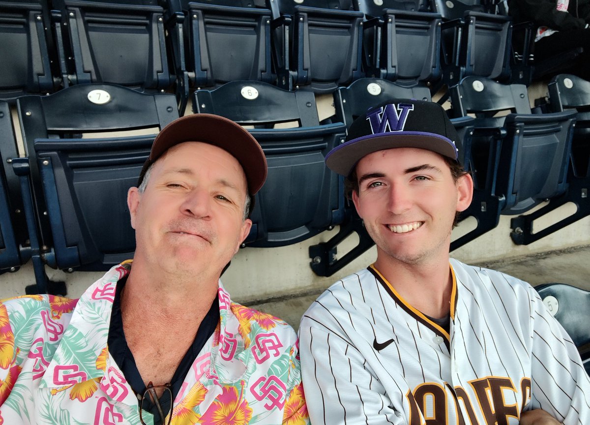At the Padres game for padre vs guardians. Sold out for Hawaiian shirt giveaway night. Nice shirt! #BRINGtheGOLD