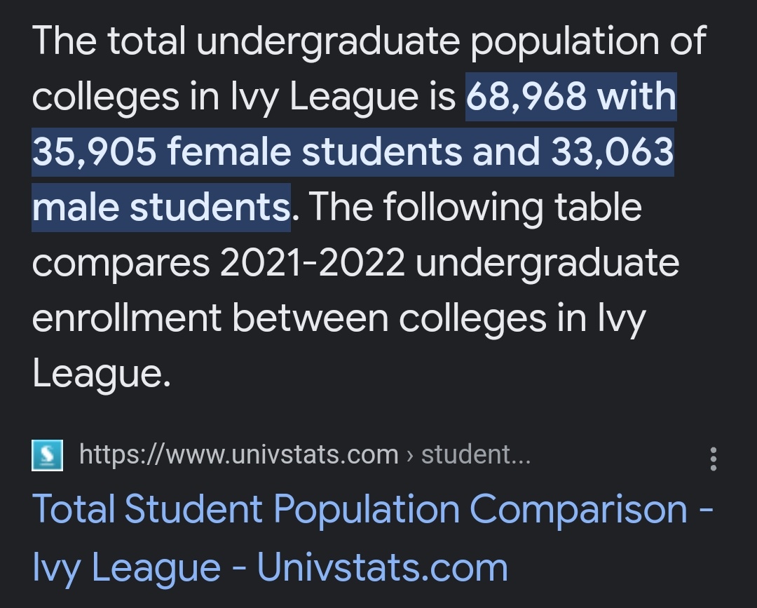 Fun fact, the University of Toronto, which is has more undergrads enrolled than the entire Ivy League.

UBC and Waterloo combined would also surpass the Ivies.

It's the big reason why university applications aren't so wild here. The best universities aren't as exclusive.