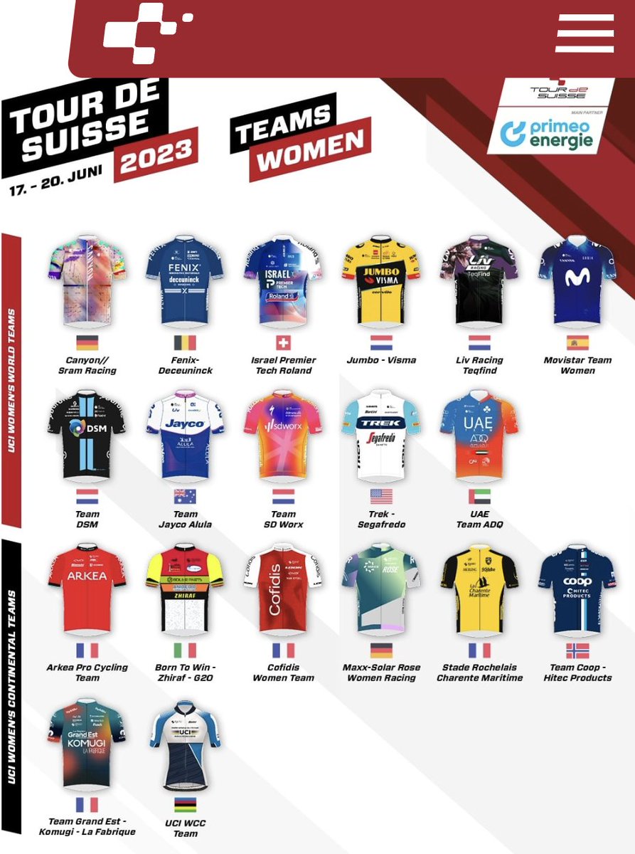 🇨🇭 #TourdeSuisse2023 The 4-day @tds women will start this Saturday. The UCI WorldTour event will feature 5000m elevation gain over a total of 327km, including a circuit race, an ITT and two tough climbing stages.