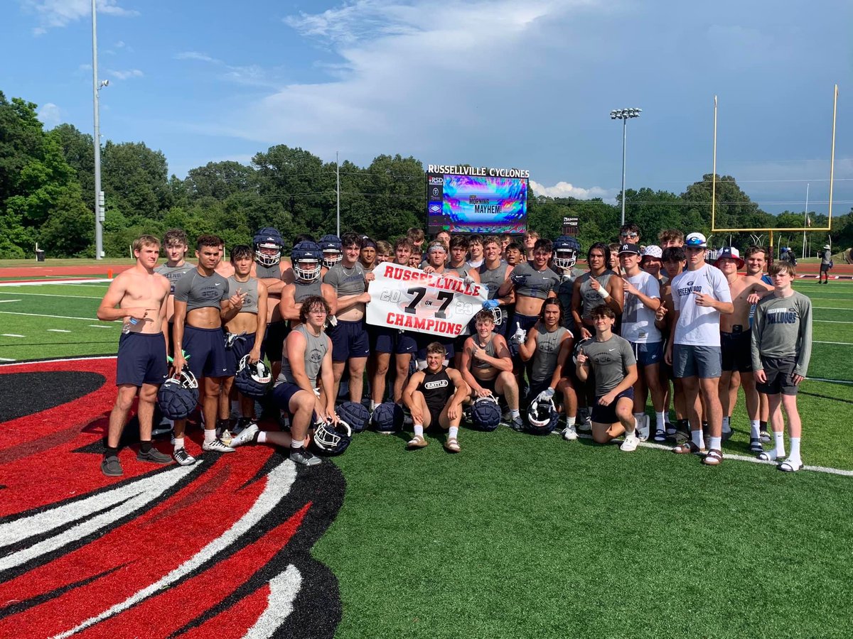 Congrats to the Bulldogs for going 7-0 today and winning the Russellville 7 on 7 tournament!!!  GO DOGS!!!!