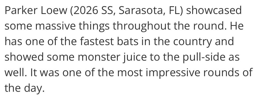 Thank you @PerfectGameUSA for the bp write up! Had an awesome first day at the #PGSophNational! @JBrownPG @PGShowcases @CoachJordan2 @LSUCoachJ