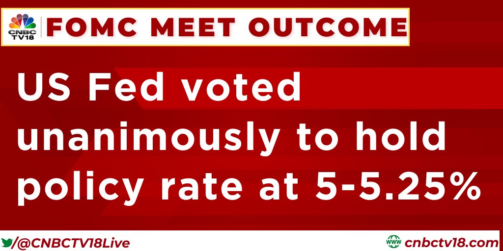 #USFed voted unanimously to hold policy #rate at 5-5.25%

#FOMC #FOMCMeeting #FOMCMeetOutcome