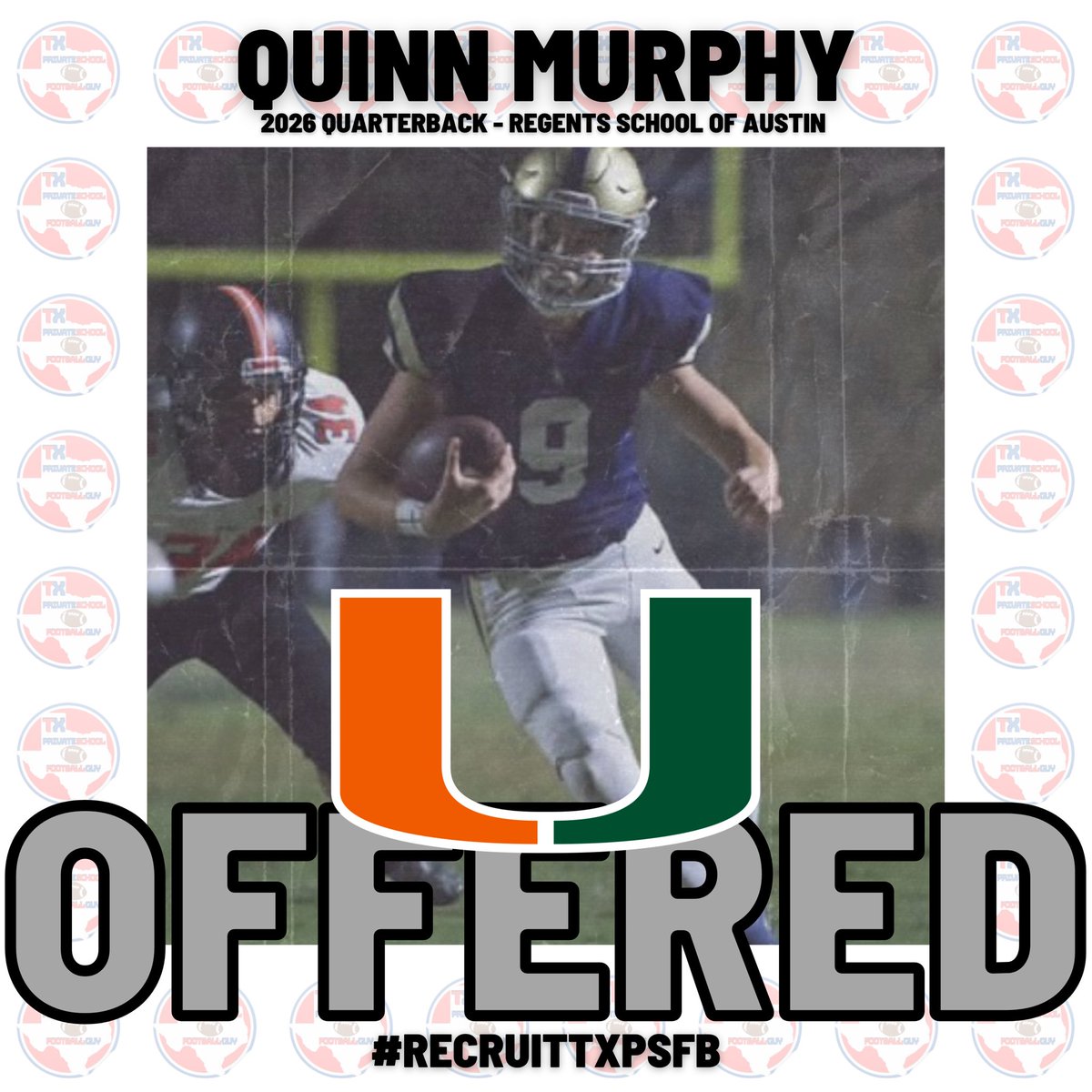 TXPrivateFBGuy's tweet photo. 🚨 OFFER ALERT 🚨 

@RSA_Athletics 2026 QB, @Quinn_Murphy_26 reported a D1 offer earlier today from @CanesFootball !

The Canes knows how to #RecruitTXPSFB https://t.co/5AIEXgodq1