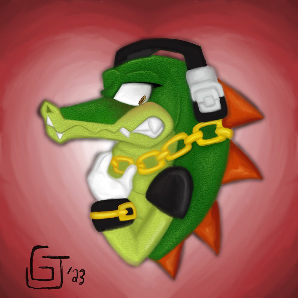 glitchedjunk_'s tweet photo. Local crocodile gets flustered by a milf #vectorthecrocodile #SonicTheHedegehog #sonicfanart #vectorfanart #art #digitalart #Procreate https://t.co/s16fvyjSyY