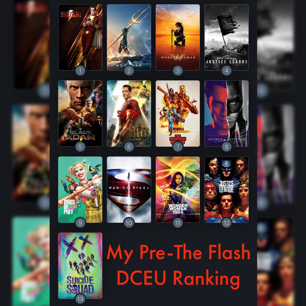 I like causing a ruckus sometimes 😂

#dc #dceu #movies #films #superhero #shazam #batman #superman #manofsteel #batmanvsuperman #wonderwoman #justiceleague #zacksnyder #blackadam #thesuicidesquad #birdsofprey #warnerbros #hbomax #theflash #aquaman #cyborg #ranking #theupsidedan