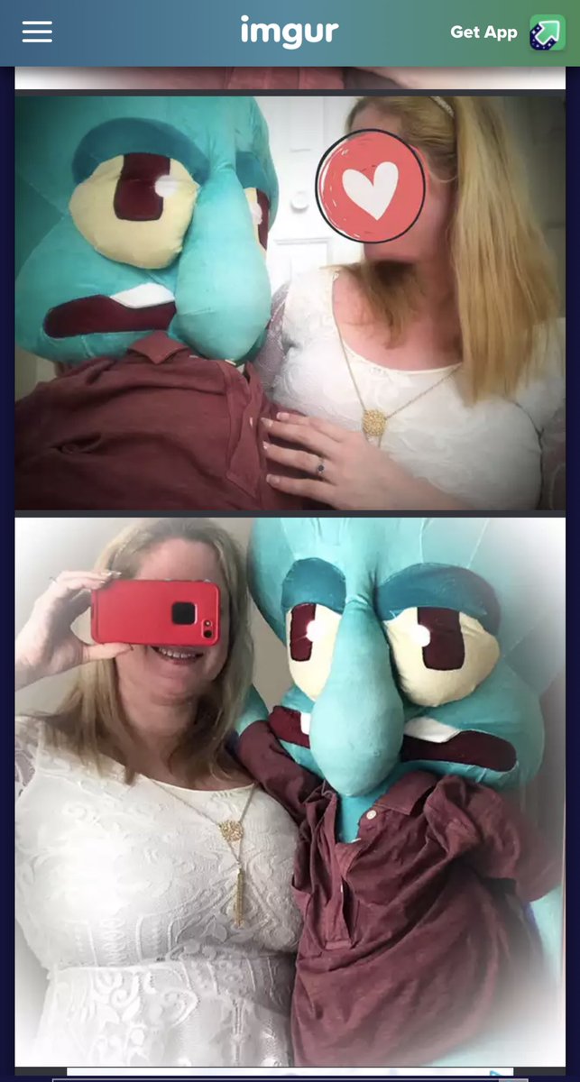 powcampsurvivor's tweet photo. spent all of last night obsessed with this woman who is in love with and “married” squidward https://t.co/X00Bd0tG8W